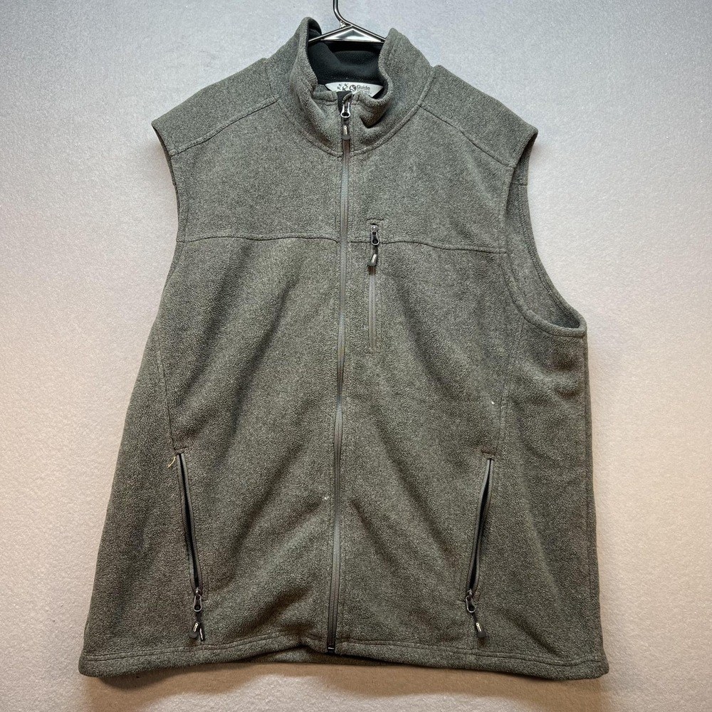 Guide Series Vest Mens XL Gray Fleece Full Zip Pockets Outdoor Hiking Warm